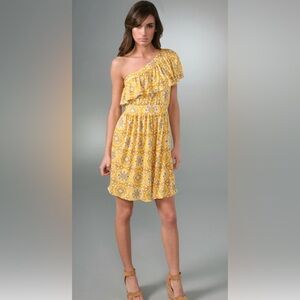 Juicy Couture Jackie Print Ruffle Dress Satin M